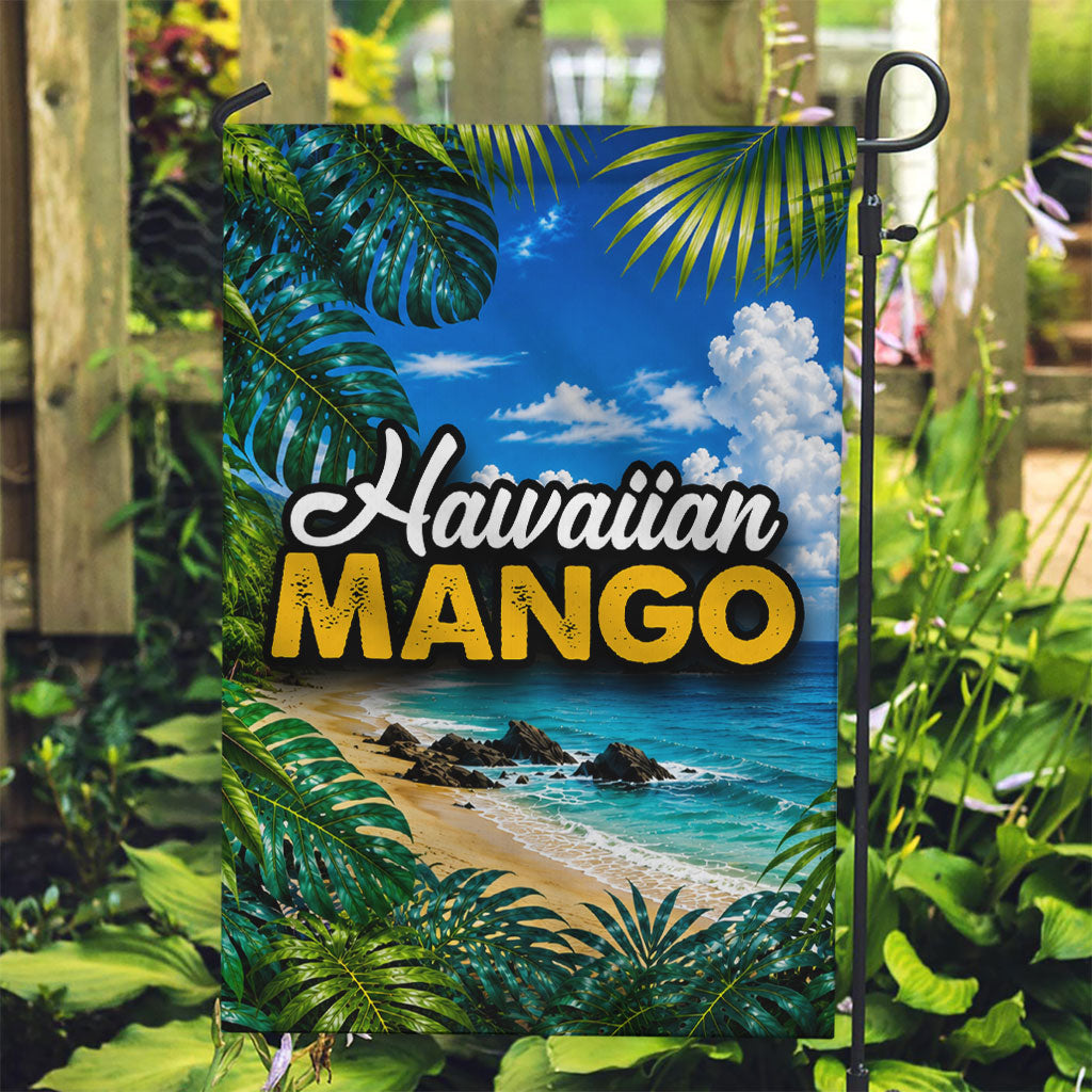 Hawaiian Mango Tropical Beach Garden Flag Scenic Island Nature Exotic Fruit Graphic TS04 Garden Flag Blue Green - Polynesian Pride