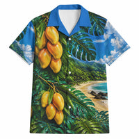 Hawaiian Mango Tropical Beach Hawaiian Shirt Scenic Island Nature Exotic Fruit Graphic TS04 Blue Green - Polynesian Pride