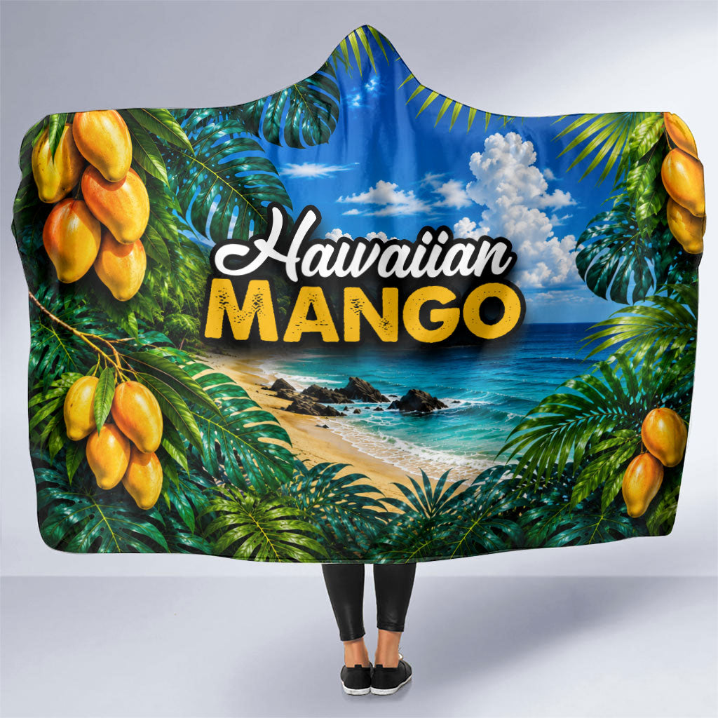 Hawaiian Mango Tropical Beach Hooded Blanket Scenic Island Nature Exotic Fruit Graphic TS04 One Size Blue Green - Polynesian Pride