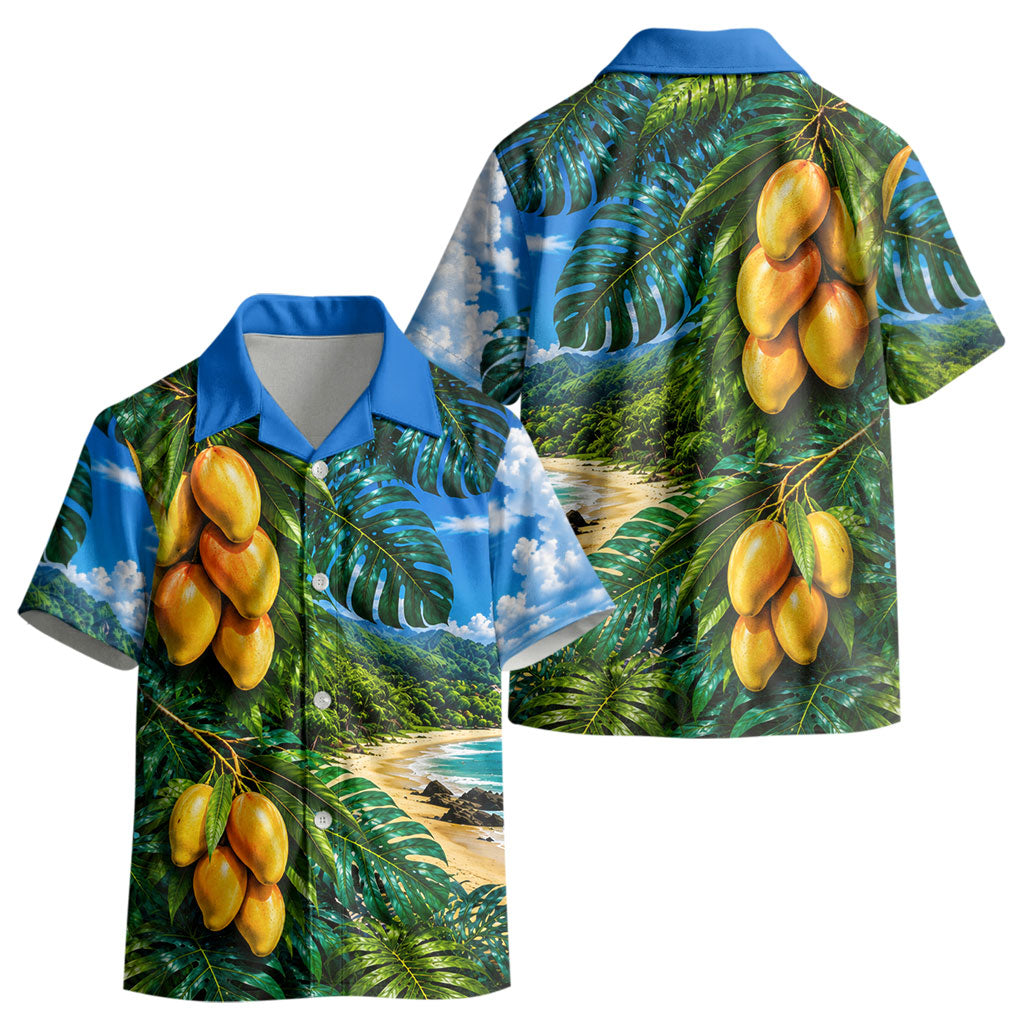 Hawaiian Mango Tropical Beach Kid Hawaiian Shirt Scenic Island Nature Exotic Fruit Graphic TS04 - Polynesian Pride