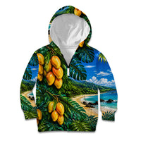 Hawaiian Mango Tropical Beach Kid Hoodie Scenic Island Nature Exotic Fruit Graphic TS04 Zip Hoodie Blue Green - Polynesian Pride