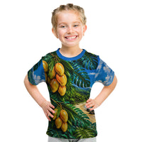 Hawaiian Mango Tropical Beach Kid T Shirt Scenic Island Nature Exotic Fruit Graphic TS04 Blue Green - Polynesian Pride