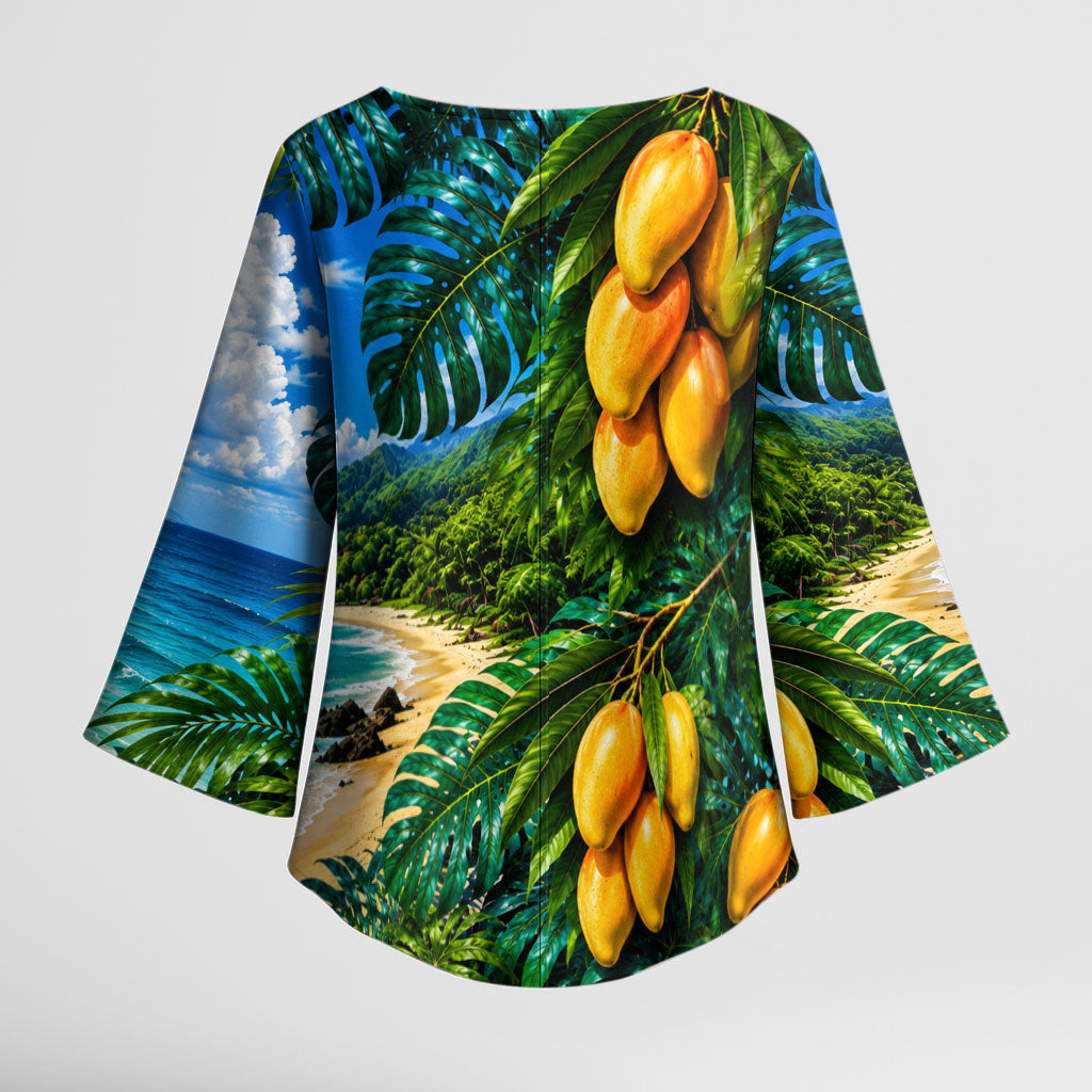Hawaiian Mango Tropical Beach Kimono Sleeve Blouse Scenic Island Nature Exotic Fruit Graphic TS04 - Polynesian Pride