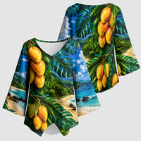 Hawaiian Mango Tropical Beach Kimono Sleeve Blouse Scenic Island Nature Exotic Fruit Graphic TS04 - Polynesian Pride