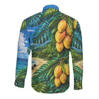 Hawaiian Mango Tropical Beach Long Sleeve Button Shirt Scenic Island Nature Exotic Fruit Graphic TS04 - Polynesian Pride