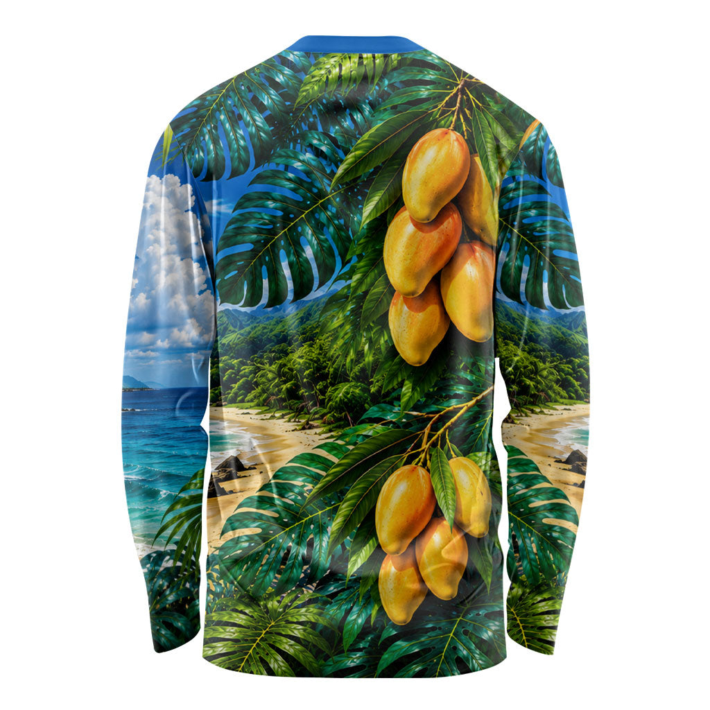 Hawaiian Mango Tropical Beach Long Sleeve Shirt Scenic Island Nature Exotic Fruit Graphic TS04 - Polynesian Pride