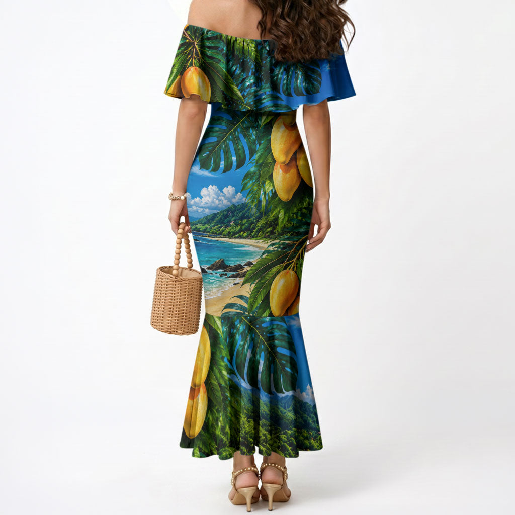 Hawaiian Mango Tropical Beach Mermaid Dress Scenic Island Nature Exotic Fruit Graphic TS04 - Polynesian Pride