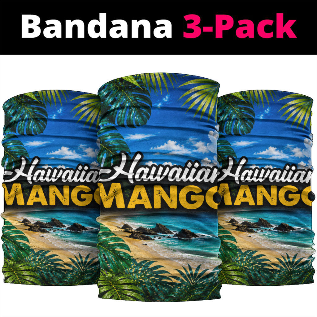 Hawaiian Mango Tropical Beach Neck Gaiter Scenic Island Nature Exotic Fruit Graphic TS04 package One Size: 25*50cm Blue Green - Polynesian Pride