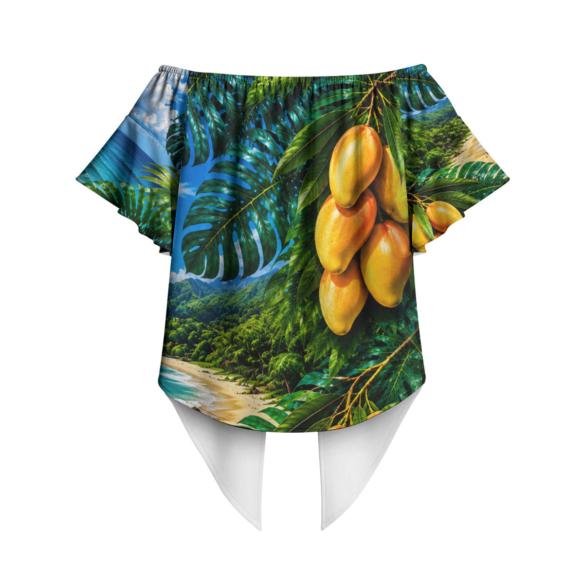 Hawaiian Mango Tropical Beach Off Shoulder Wrap Waist Top Scenic Island Nature Exotic Fruit Graphic TS04 - Polynesian Pride