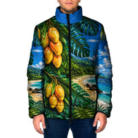 Hawaiian Mango Tropical Beach Padded Jacket Scenic Island Nature Exotic Fruit Graphic TS04 Men Blue Green - Polynesian Pride