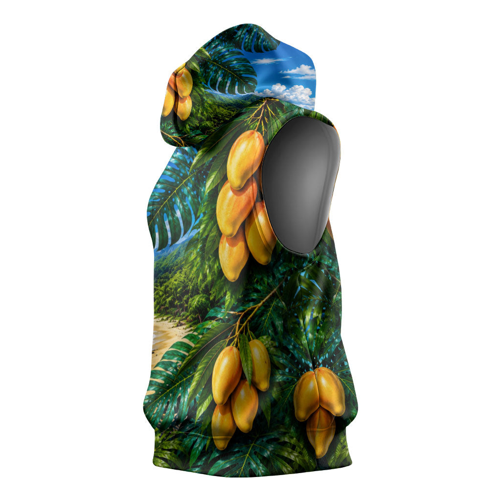 Hawaiian Mango Tropical Beach Sleeveless Hoodie Scenic Island Nature Exotic Fruit Graphic TS04 - Polynesian Pride