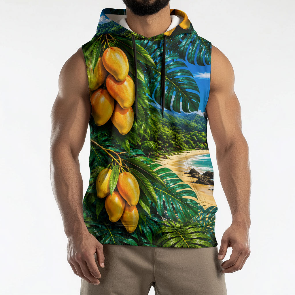 Hawaiian Mango Tropical Beach Sleeveless Hoodie Scenic Island Nature Exotic Fruit Graphic TS04 - Polynesian Pride