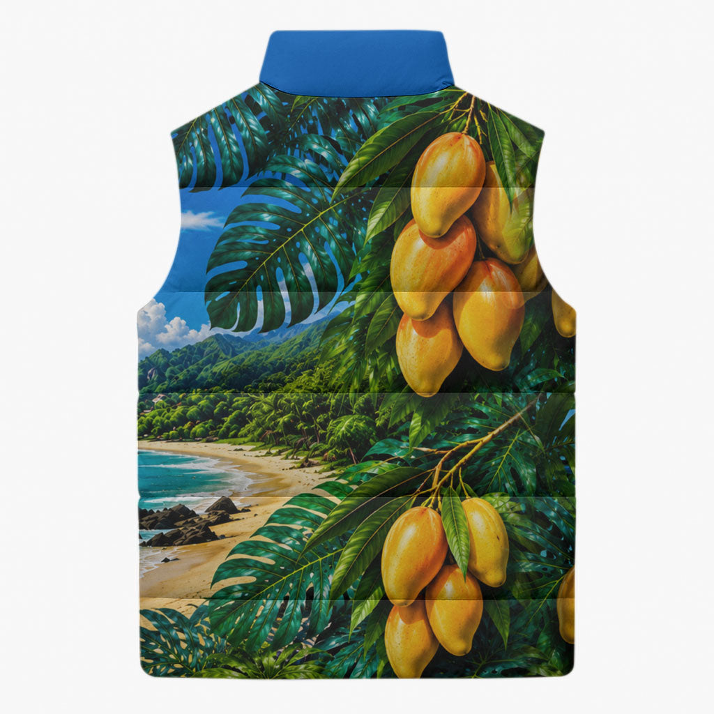 Hawaiian Mango Tropical Beach Sleeveless Puffer Jacket Scenic Island Nature Exotic Fruit Graphic TS04 - Polynesian Pride