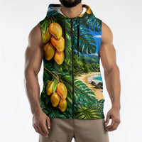 Hawaiian Mango Tropical Beach Sleeveless Zip Hoodie Scenic Island Nature Exotic Fruit Graphic TS04 - Polynesian Pride
