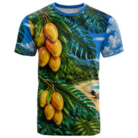 Hawaiian Mango Tropical Beach T Shirt Scenic Island Nature Exotic Fruit Graphic TS04 Blue Green - Polynesian Pride