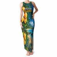 Hawaiian Mango Tropical Beach Tank Maxi Dress Scenic Island Nature Exotic Fruit Graphic TS04 Women Blue Green - Polynesian Pride