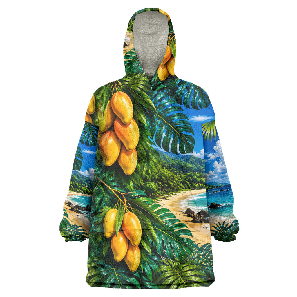 Hawaiian Mango Tropical Beach Wearable Blanket Hoodie Scenic Island Nature Exotic Fruit Graphic TS04 One Size Blue Green - Polynesian Pride