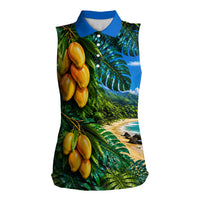 Hawaiian Mango Tropical Beach Women Sleeveless Polo Shirt Scenic Island Nature Exotic Fruit Graphic TS04 Female Blue Green - Polynesian Pride