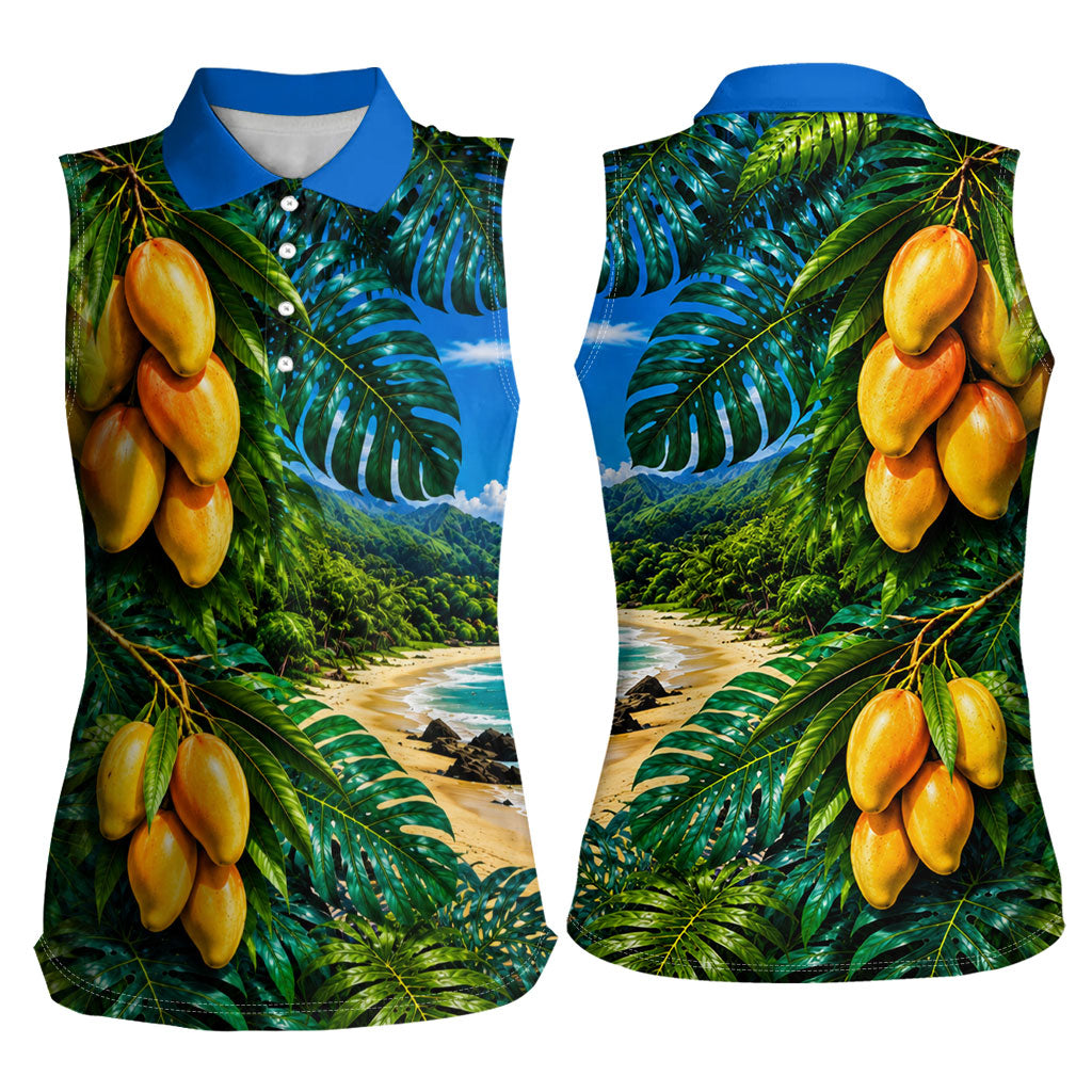 Hawaiian Mango Tropical Beach Women Sleeveless Polo Shirt Scenic Island Nature Exotic Fruit Graphic TS04 - Polynesian Pride