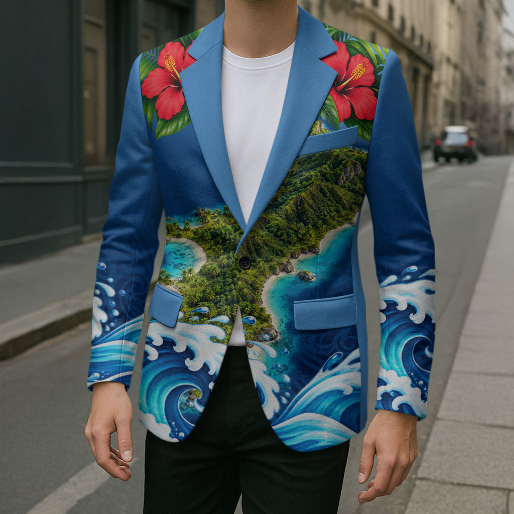 Guam Tropical Island Blazer Hibiscus Floral Ocean Waves TS04 - Polynesian Pride