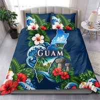 Guam Map Latte Stone Bedding Set Hibiscus Floral Coastal Landscape TS04 - Polynesian Pride