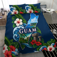 Guam Map Latte Stone Bedding Set Hibiscus Floral Coastal Landscape TS04 - Polynesian Pride