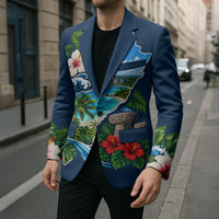 Guam Map Latte Stone Blazer Hibiscus Floral Coastal Landscape TS04 - Polynesian Pride