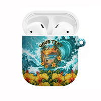 Personalized Hawaii 60th Birthday Eagle AirPods Case Tropical Sunset Beach Hibiscus Ocean Wave TS04 Blue Yellow - Polynesian Pride