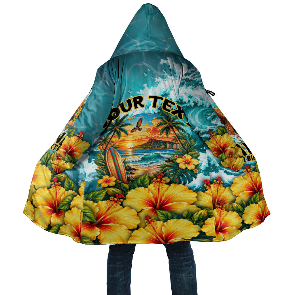 Personalized Hawaii 60th Birthday Eagle Cloak Tropical Sunset Beach Hibiscus Ocean Wave