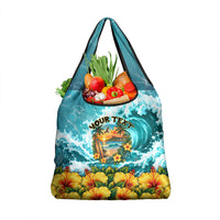 Personalized Hawaii 60th Birthday Eagle Grocery Bag Tropical Sunset Beach Hibiscus Ocean Wave TS04 1-pack One Size Blue Yellow - Polynesian Pride