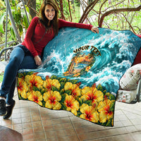 Personalized Hawaii 60th Birthday Eagle Quilt Tropical Sunset Beach Hibiscus Ocean Wave TS04 - Polynesian Pride