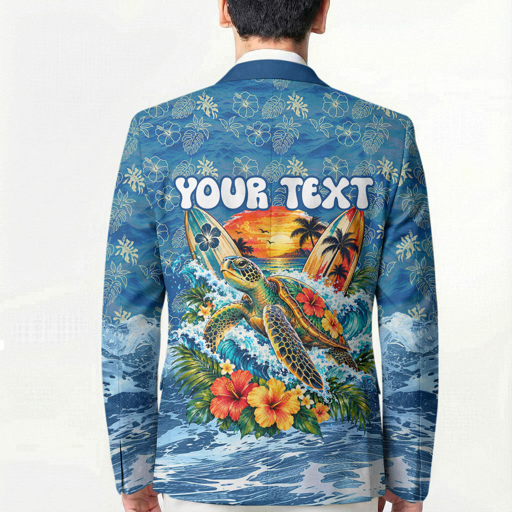 Personalized Hawaii 60th Birthday Sea Turtle Blazer Tropical Ocean Wave Floral Surfboard TS04 - Polynesian Pride