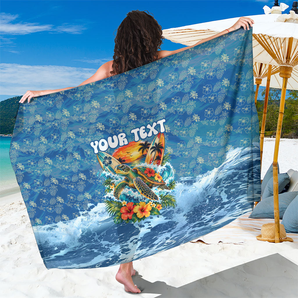 Personalized Hawaii 60th Birthday Sea Turtle Sarong Tropical Ocean Wave Floral Surfboard