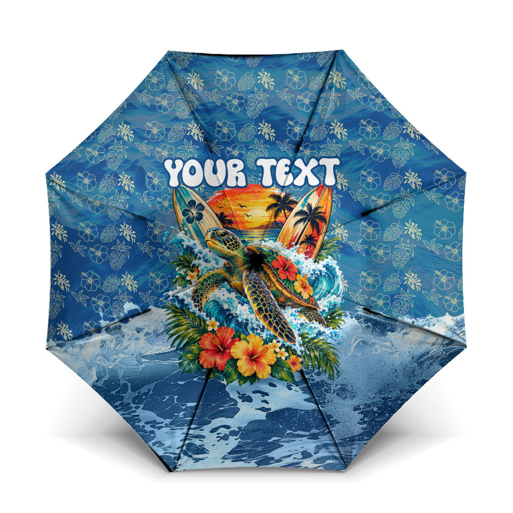 Personalized Hawaii 60th Birthday Sea Turtle Umbrella Tropical Ocean Wave Floral Surfboard