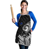Personalized New Zealand Kiwi Bird Apron Grunge Maori Tribal Pattern Silver Fern