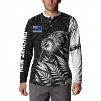Personalized New Zealand Kiwi Bird Button Sweatshirt Grunge Maori Tribal Pattern Silver Fern