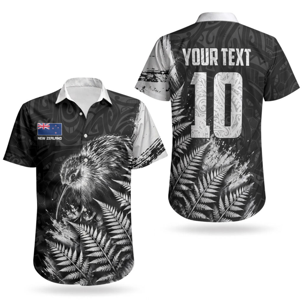 Personalized New Zealand Kiwi Bird Couples Matching Summer Maxi Dress and Hawaiian Shirt Grunge Maori Tribal Pattern Silver Fern