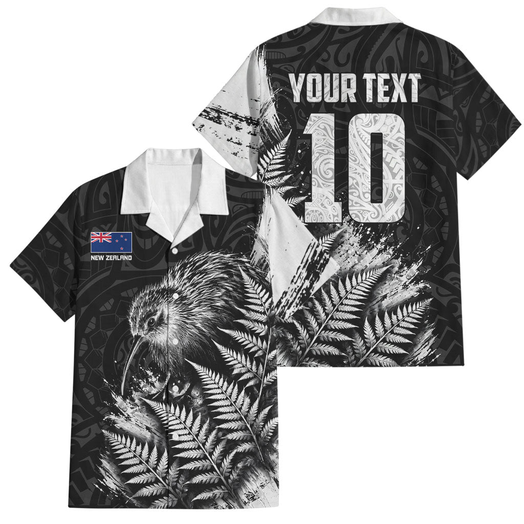 Personalized New Zealand Kiwi Bird Family Matching Long Sleeve Bodycon Dress and Hawaiian Shirt Grunge Maori Tribal Pattern Silver Fern