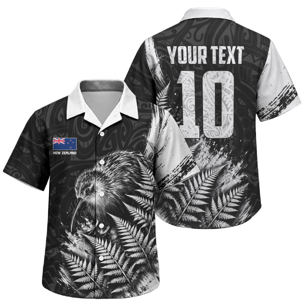 Personalized New Zealand Kiwi Bird Family Matching Short Sleeve Bodycon Dress and Hawaiian Shirt Grunge Maori Tribal Pattern Silver Fern
