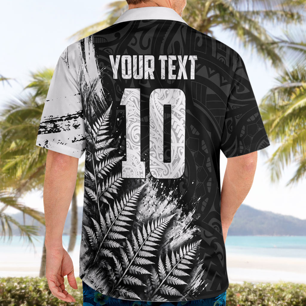 Personalized New Zealand Kiwi Bird Hawaiian Shirt Grunge Maori Tribal Pattern Silver Fern