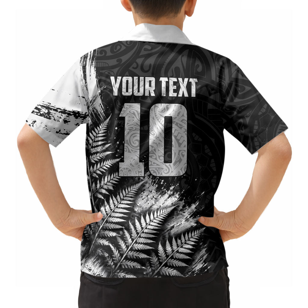 Personalized New Zealand Kiwi Bird Hawaiian Shirt Grunge Maori Tribal Pattern Silver Fern