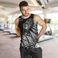 Personalized New Zealand Kiwi Bird Men Tank Top Grunge Maori Tribal Pattern Silver Fern