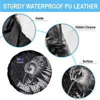 Personalized New Zealand Kiwi Bird Spare Tire Cover Grunge Maori Tribal Pattern Silver Fern