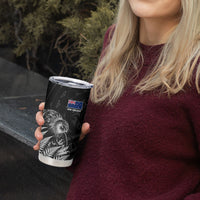 Personalized New Zealand Kiwi Bird Tumbler Cup Grunge Maori Tribal Pattern Silver Fern