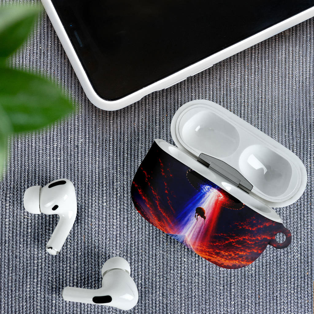New Zealand Aotearoa Kiwi UFO AirPods Case Sci-Fi Galaxy Sunset Sky Tower And Mountain TS04 - Polynesian Pride