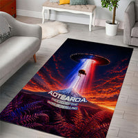 New Zealand Aotearoa Kiwi UFO Area Rug Sci-Fi Galaxy Sunset Sky Tower And Mountain TS04 - Polynesian Pride