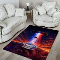 New Zealand Aotearoa Kiwi UFO Area Rug Sci-Fi Galaxy Sunset Sky Tower And Mountain TS04 - Polynesian Pride