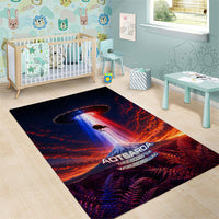 New Zealand Aotearoa Kiwi UFO Area Rug Sci-Fi Galaxy Sunset Sky Tower And Mountain TS04 - Polynesian Pride