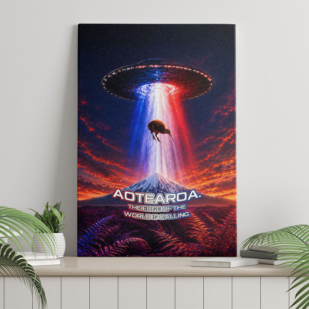 New Zealand Aotearoa Kiwi UFO Canvas Wall Art Sci-Fi Galaxy Sunset Sky Tower And Mountain TS04 - Polynesian Pride