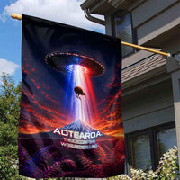 New Zealand Aotearoa Kiwi UFO Garden Flag Sci-Fi Galaxy Sunset Sky Tower And Mountain TS04 - Polynesian Pride